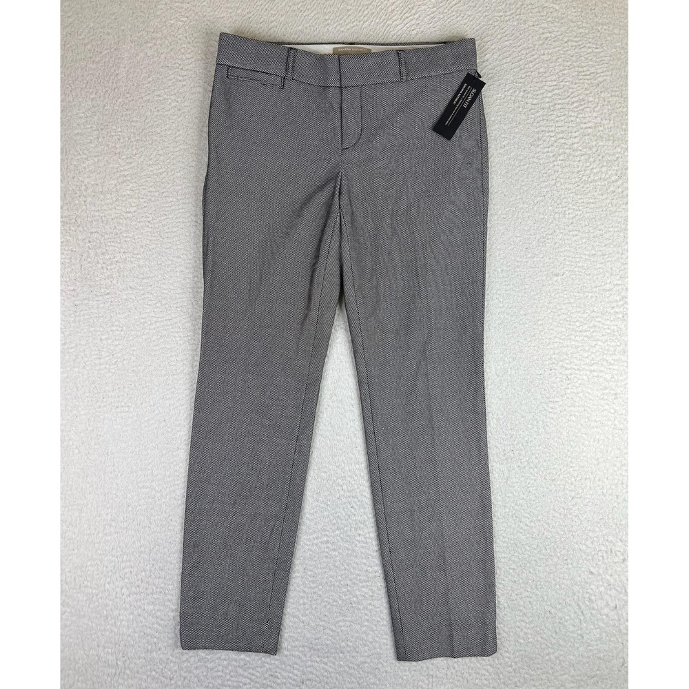Banana Republic Sloan Slim Ankle Pants Womens 4 Gray Check Tweed Stretch NEW